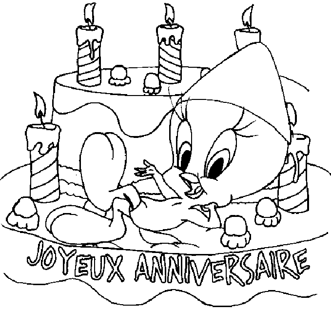coloriage titi joyeux anniversaire